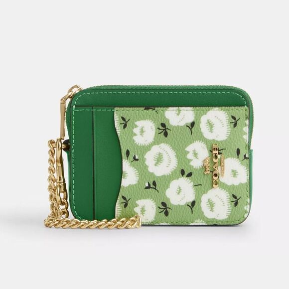 Coach Zip Card Case With Floral Print Wallet Bag Purse - Picture 5 of 6